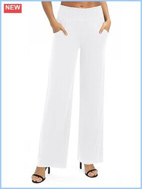 High Waist Flowy Palazzo Pants Wide Leg Stretchy Lounge Trousers